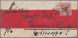 Deutsche Kolonien - Kiautschou-Vorläufer: 1898, 10 Pf. Steil Ab "TSINTANFORT 21/3 98" A. Rotbandbrie - Kiautschou