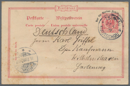 Deutsche Kolonien - Kiautschou-Vorläufer: 1899, 10 Pfg. Marineschiffspost-Ganzssachenkarte Bedarfsge - Kiautschou