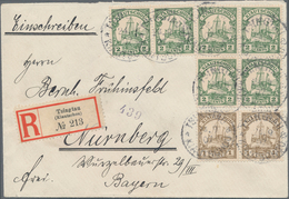 Deutsche Kolonien - Kiautschou: 1905, 2 C. (6) Und 1 C. (2) Ab "TSINGTAU 24 9 09" Auf Einschreiben N - Kiautschou