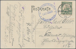 Deutsche Kolonien - Kiautschou: 1905, 2 C. Je 1909 "LITSUN KIAUTSCHOU" Auf AK "Mecklenburghaus" (2), - Kiautschou