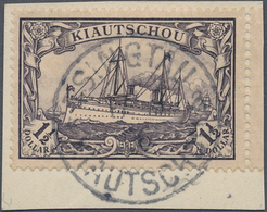 Deutsche Kolonien - Kiautschou: 1905, 1½ Dollar Schwarzgrauviolett Auf Briefstück, Klar Zentrisch En - Kiauchau