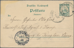 Deutsche Kolonien - Kiautschou - Ganzsachen: 1905, 5 Pfg. Antwortkarte Mit Sehr Viel Text Ab "NEUENS - Kiaochow