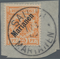 Deutsche Kolonien - Marianen: 1899, 25 Pfennig Krone/Adler Mit Aufdruck "Marianen"auf Briefstück Mit - Marianen