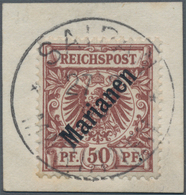 Deutsche Kolonien - Marianen: 1899, 50 Pfennig Krone/Adler Mit Aufdruck Marianen, Diagonaler Winkel - Marianen