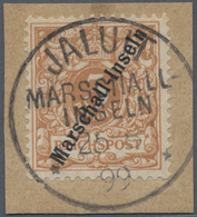 Deutsche Kolonien - Marshall-Inseln: 1899, 3 Pfg. Jaluit-Ausgabe, Hellockerbrraun Auf Briefstück Geb - Marshall-Inseln