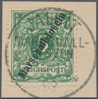 Deutsche Kolonien - Marshall-Inseln: 1899, 5 Pfg. Jaluit Ausgabe Auf Briefstück Gebraucht Mit Einkre - Marshall-Inseln
