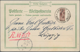 Deutsche Kolonien - Marshall-Inseln: 1900, Extrem Seltene Postkarte Frankiert Mit Der Senkrecht Halb - Marshall Islands