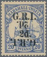 Deutsche Kolonien - Marshall-Inseln - Britische Besetzung: 1914: 2 D. Auf 20 Pf. Ultramarin Mit KOPF - Marshalleilanden