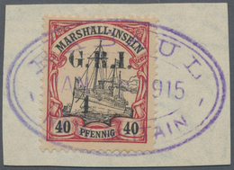 Deutsche Kolonien - Marshall-Inseln - Britische Besetzung: 1914: 5 D. Auf 40 Pf. Karmin/schwarz, Mit - Marshall Islands