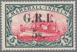 Deutsche Kolonien - Marshall-Inseln - Britische Besetzung: 1914: 5 S. Auf 5 M. Grünschwarz/dunkelkar - Islas Marshall