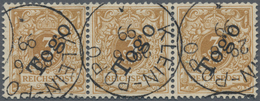 Deutsche Kolonien - Togo: 1899, Hellocker, Michel Nr. 1 E Im Dreierstreifen Je Mit Zentrischem Stemp - Togo