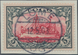 Deutsche Kolonien - Togo: 1900, 5 Mark Kaiseryacht Querformat Gebraucht Mit Schön Zentrisch Aufgeset - Togo