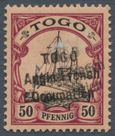 Deutsche Kolonien - Togo - Britische Besetzung: 1914-15, 50 Pf. Dunkelbräunlichlila/rotschwarz Auf M - Togo