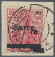 Deutsche Abstimmungsgebiete: Saargebiet: 1920, 10 Pf Germania Mit Teilweise DOPPELTEM AUFDRUCK Saube - Used Stamps