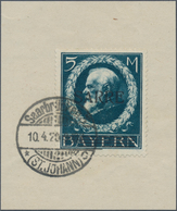 Deutsche Abstimmungsgebiete: Saargebiet: 1920, Freimarke: 5 Mark Blau, SARRE-Bayern Mit Aufdruck-Aba - Gebraucht