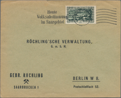 Deutsche Abstimmungsgebiete: Saargebiet: 1935. Abstimmung 15c Als EF Auf Drucksache, Portorichtig. F - Usati