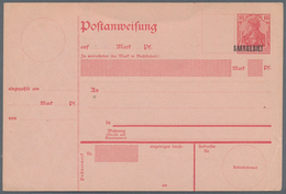 Deutsche Abstimmungsgebiete: Saargebiet - Ganzsachen: 1920, 10 Pfg. Postanweisungs-Ganzsache Mit Auf - Postal Stationery