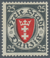 Danzig: 1929, 25 Pf Schw'türkisgrau/dkl'rosa Wappen Postfrisch, Echt Und Einwandfrei, Fotobefund BPP - Altri & Non Classificati