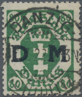 Danzig - Dienstmarken: 1922, Dienstmarke 80 Pfg. Grün, Wasserzeichen 2, Liegend Mit Zentrisch Aufges - Autres & Non Classés