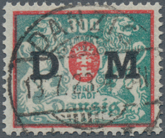 Danzig - Dienstmarken: 1922, 300 M Staatswappen, Rot/bläulichgrün Gestempelt "DANZIG 13.7.23. 4-5N", - Other & Unclassified