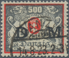 Danzig - Dienstmarken: 1923, 500 M Lebhaftrot/schwärzlichgraugrün, Zeitgerecht Gestempelt, "echt Und - Autres & Non Classés
