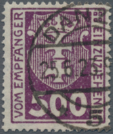 Danzig - Portomarken: 1923, Portomarke 500 Pfg. Wasserzeichen 3 X - Stehende Maschen, Gestempelt "DA - Other & Unclassified