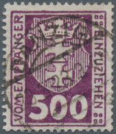 Danzig - Portomarken: 1923, 500 Pf Dkl'violettpurpur, Wz.Y, Mit Zentrischem Zeitgerechten Stempel, E - Sonstige & Ohne Zuordnung