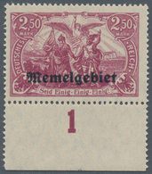 Memel: 1920, 2.50 Mk Dunkelgraulila, Postfrisches Unterrandstück, Gepr. Ing.Becker Sowie Befund Huyl - Memel (Klaïpeda) 1923