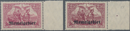 Memel: 1920, 2,50 M Rotlila Und Bräunlichlila Je Vom Rechten Bogenrand, Beide Postfrisch, „echt Und - Memel (Klaïpeda) 1923