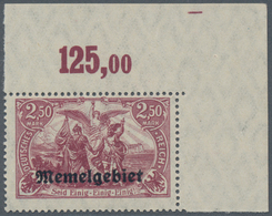 Memel: 1920, 2,50 M (dunkel)bräunlichlila, Tadellos Postfrisch Vom Rechten Obereckrand, Dort Mit Sch - Memelgebiet 1923