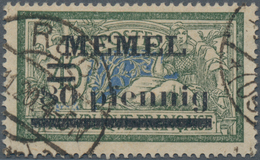 Memel: 1920, Freimarke Von Frankreich 80 Pf Auf 45 C Auf CG-Papier, Sauber Gestempelt, Zwei Waagerec - Klaipeda 1923