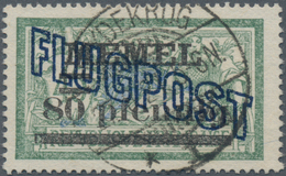Memel: 1921, Flugpostmarke 80 Pf Auf 45 C. Dunkelgrün/grauultramarin, Zeitgerecht Entwertet Mit Voll - Memel (Klaïpeda) 1923