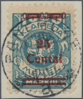 Memel: 1923, Aufdruckmarke "25 Centu" Auf 1000 Mark Gebraucht Auf Briefstück Mit Zentrisch Aufgesetz - Memel (Klaïpeda) 1923