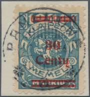 Memel: 1923, Aufdruckmarke "30 Centu" Auf 1000 Mark, Aufdruck Type Ie Gebraucht Auf Briefstück Mit Z - Memel (Klaïpeda) 1923