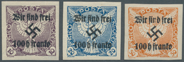 Sudetenland - Rumburg: 1938, 100 H. Auf 50 H. Orange, 100 H. Auf 20 H. Dunkelkobolt Und 100 H. Auf 1 - Sudetes