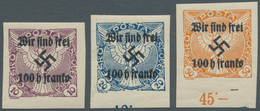 Sudetenland - Rumburg: 1938, 100 H. Auf 50 H. Orange, 100 H. Auf 20 H. Dunkelkobolt Und 100 H. Auf 1 - Sudetenland