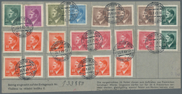 Dt. Besetzung II WK - Böhmen Und Mähren: 1943, Original POSTSPARKARTE Mit 22 Hitlermarken Gestempelt - Ocupación 1938 – 45
