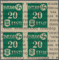 Dt. Besetzung II WK - Estland: 1941, Landespost 20 Kop., Wie Verausgabt Ohne Gummi, Im Viererblock A - Ocupación 1938 – 45