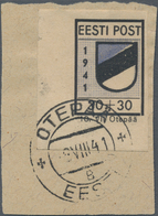 Dt. Besetzung II WK - Estland - Odenpäh (Otepää): 1941, Freimarkenausgabe Wappen, 30+30 Kop. In Type - Ocupación 1938 – 45