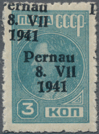 Dt. Besetzung II WK - Estland - Pernau (Pärnu): 3 Kop. Werktätige Postfrisch Gezähnt Mit Doppeltem A - Occupazione 1938 – 45