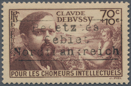 Dt. Besetzung II WK - Frankreich - Dünkirchen: 1940, 70 C. + 10 C. Purpurbraun "Debussy" Mit Aufdruc - Occupation 1938-45