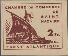 Dt. Besetzung II WK - Frankreich - St. Nazaire: 1945, 2 Fr. Chambre De Commerce Als Ungezähnter Prob - Occupation 1938-45