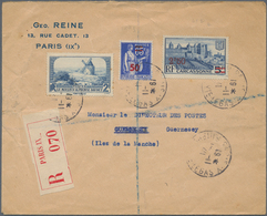 Dt. Besetzung II WK - Guernsey: 1941, Incoming Mail (R-letter) From Paris To "le Directeur Des Poste - Besetzungen 1938-45