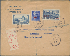 Dt. Besetzung II WK - Guernsey: 1941, Incoming Mail (R-letter) From Paris To "le Directeur Des Poste - Occupazione 1938 – 45