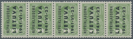 Dt. Besetzung II WK - Litauen: 1941 KAUNAS: 2 K. Gelblichgrün, Horiz. 5er-Streifen In Postfrischer E - Besetzungen 1938-45