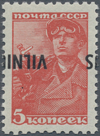 Dt. Besetzung II WK - Litauen: 1941, 5 Kop Arbeiter Mit Stark Verschbenem, Kopfstehendem Aufdruck Po - Ocupación 1938 – 45