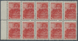 Dt. Besetzung II WK - Litauen - Ponewesch (Panevezys): 1941 5 K. Rot Mit Aufdruck In Rot, Linker Ran - Besetzungen 1938-45