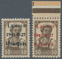 Dt. Besetzung II WK - Litauen - Rakischki (Rokiskis): 1941: Zwei Marken Zu 50 K. Braun Mit Aufdruck - Besetzungen 1938-45