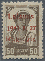 Dt. Besetzung II WK - Litauen - Rakischki (Rokiskis): 5 K. Braun Mit Rotem Aufdruck In Type II, Aufd - Occupation 1938-45