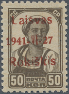 Dt. Besetzung II WK - Litauen - Rakischki (Rokiskis): 1941, 50 Kop. Mit Braunrotem Aufdruck In Type - Besetzungen 1938-45